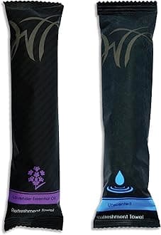 White Towel Services 8" x 8" inch Moist Cotton Towel Individually Wrapped - Lavender and Unscented (Case of 100) *