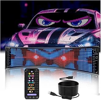 Multifunctional Bright 1PCS Devil Eyes for Cars Windshield - 23in x 5in [ Upgraded Chip Two Screens 100% Synchronized ] Programmable LED Eyes for Car - Flex LED Display - Sized Cars/SUVs/Trucks
