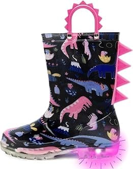 Outee Toddler Kids Adorable Lightwight Waterproof Rain Boots Light Up by Steps