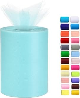 Tulle Rolls 6” by 100 Yards (300 feet) Tulle Roll Spool Fabric for DIY Tutu Skirts Wedding Baby Shower Crafts Decorations Party Supplies(New Turquoise)