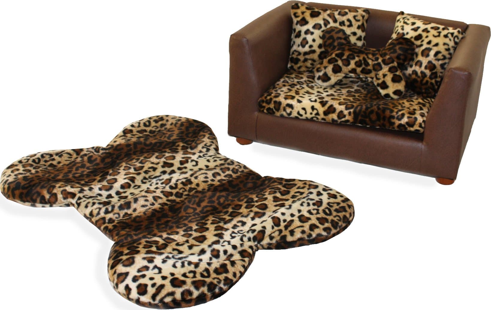 Keet Deluxe Orthopedic Memory Foam Dog Bed Set, Small, Leopard