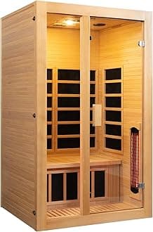 2 Person Infrared Sauna for Home Canadian Hemlock, 110V Carbon Fiber Far Infrared Sauna Heating Tube & Carbon Crystal Heating Panels Personal Indoor Infrared Sauna Room