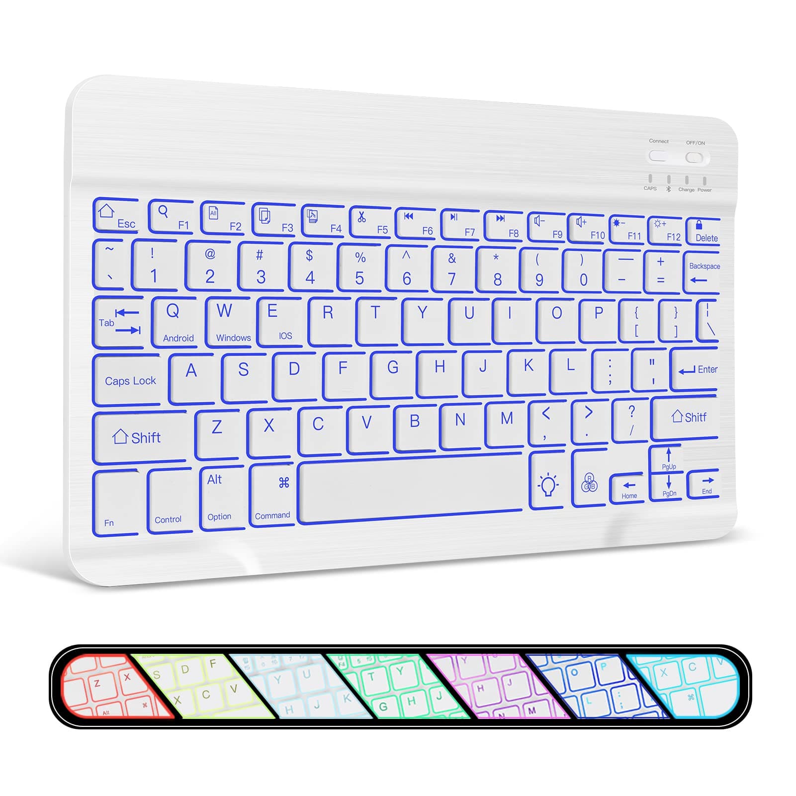 XIWMIX Ultra-Slim Wireless Bluetooth Keyboard - 7 Colors Backlit Universal Rechargeable Keyboard Compatible with iPad Pro/iPad Air/iPad 9.7/iPad 10.2/iPad mini and Other iOS Android Windows Devices