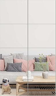 Ruomeng Full Length Wall Mirror Tiles - 12" x 10" x 8Pcs Frameless Full Body Mirror Tiles Wall Mounted Mirror for Home Gym Vanity Bedroom, Living Room