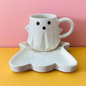 3D Mysitical Figure in White with Dessert Plate | Creative Morning Mug Cup for Hot and Cold Tea Milk Coffee Cookie | Perfect for Kids Decorations Best Office Cup (Ceramic), 350 ML