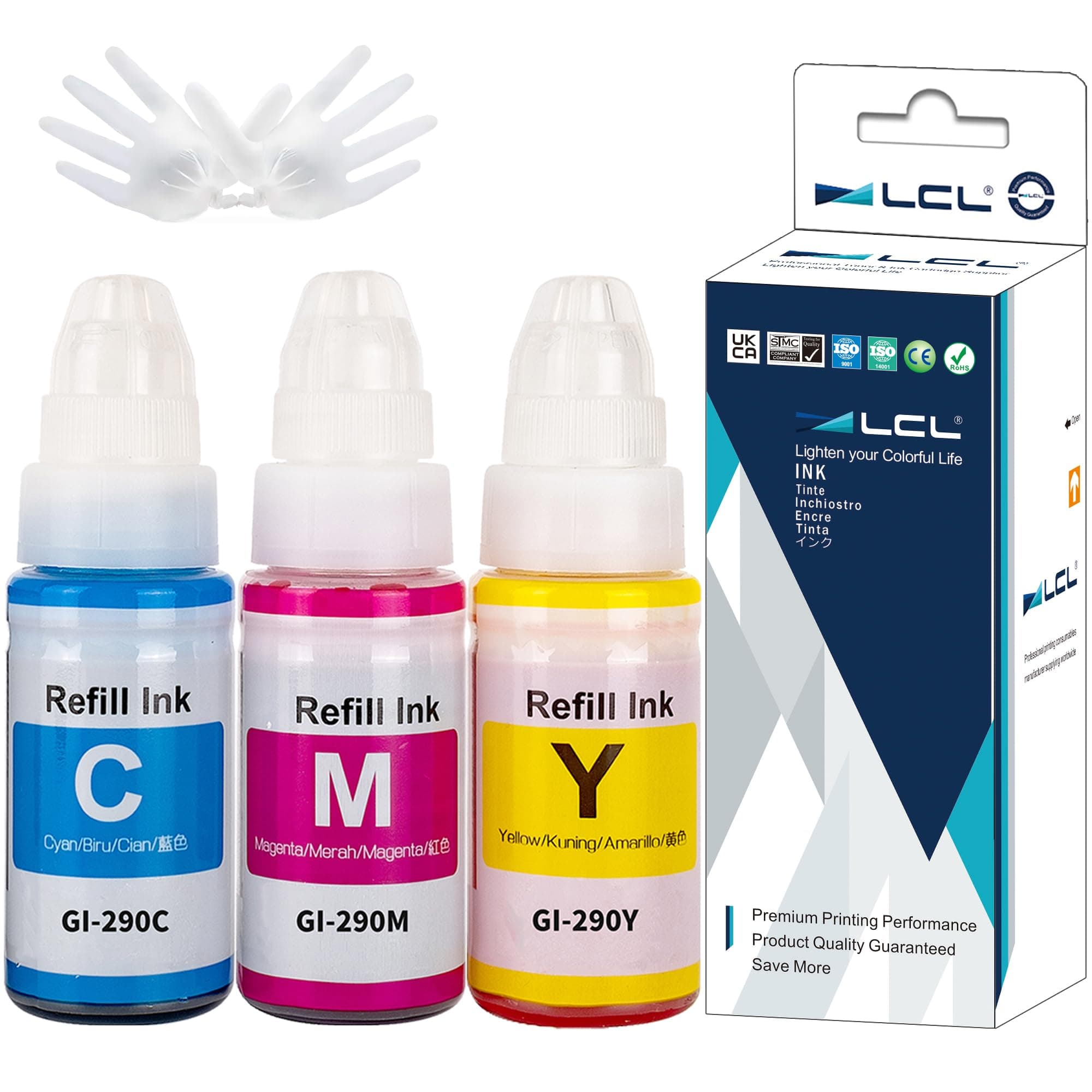 LCL GI-290 Ink Bottles Replacement for Canon GI 290 GI290 290 Ink Refill Bottles Compatible with Canon Megatank G3200 G4210 G1000 G1100 G1200 G1310 G1400 G1800 G1810 G1900 G2000 G2100 G2200 (CMY)