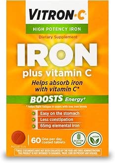 Vitron-C High Potency Iron Supplement with 125 mg Vitamin C, 60 Count