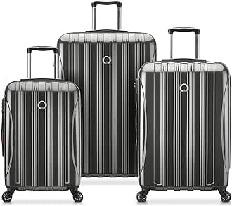 DELSEY Paris Helium Aero Hardside Expandable Cargo with Spinner Wheels, Titanium, 3-Piece Set (21/25/29), Helium Aero Hardside Expandable Luggage Spinner Wheel