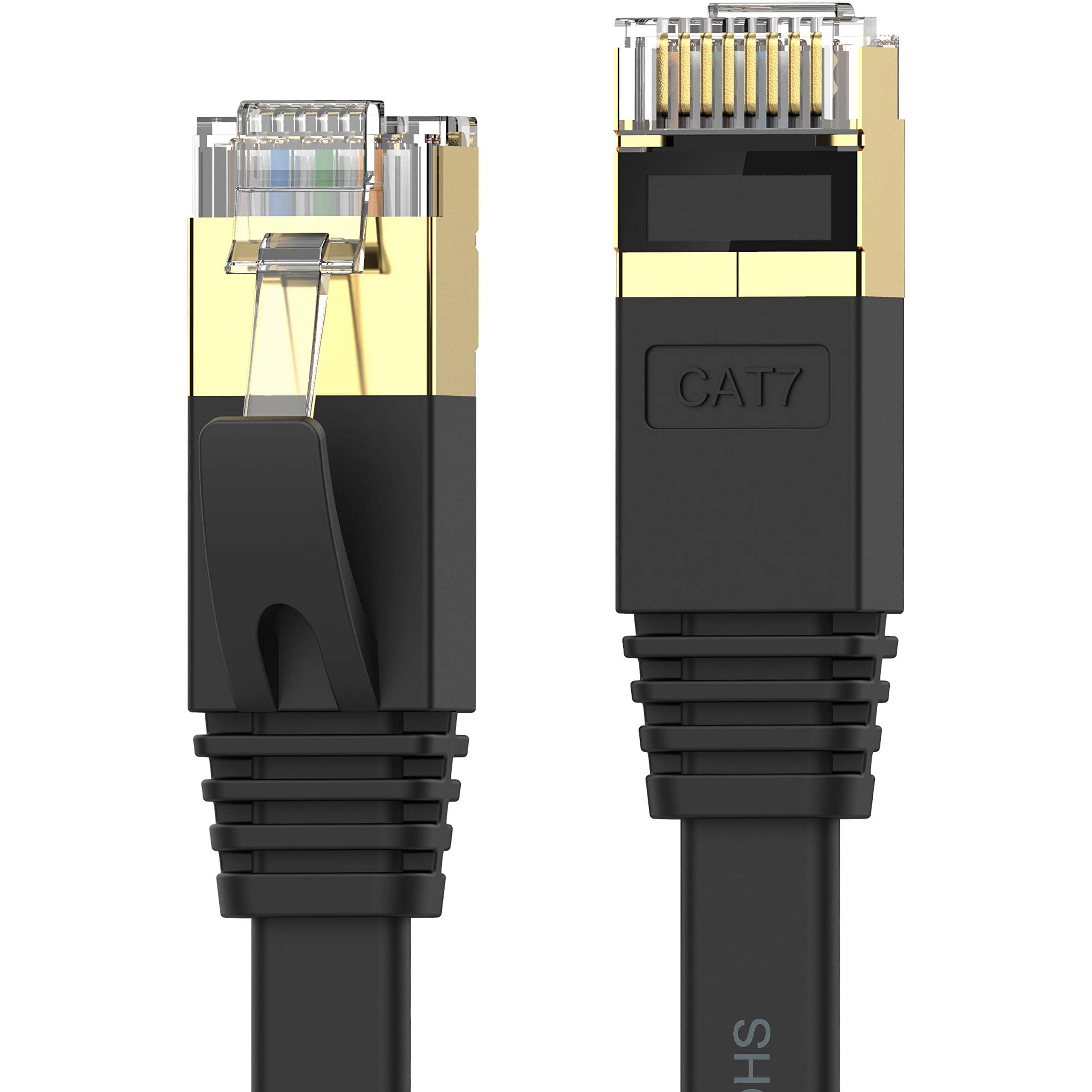 Cat 7 Ethernet Cable 100 ft High Speed 10Gbps 600MHz, Shielded Long Ethernet Cord, LAN Cable with RJ45, Flat Internet Network Patch Cord, Fast LAN Wire for Gaming, PS5/4/3, Xbox, Modem, Router