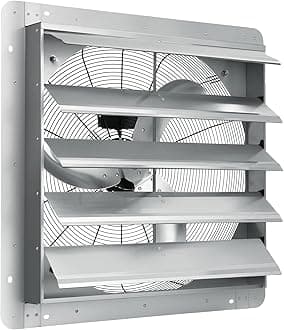 VEVOR 24'' Exhaust Fan, Wall Mounted Attic Fan with Variable Speed, 3320 CFM, Automatic Shutter, Ventilation and Cooling, Silver, Fan Only