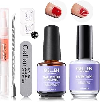 Gellen Gel Polish Remover Kit - Gel Nail Polish Remover with Latex Tape Peel Off Liquid and Manicure Tools, Quick & Easy Gel Polish Remover in 2-5 minutes, No Damage to Nails