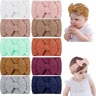 DiULi Baby Headbands, 10 Pcs Baby Headbands for Girls Stretchy Soft Babys Cute Headwear Nylon Toddler Infant Hairbands Babys Turban Headband Elastic Hair Bands for Kids Infants Toddlers Newborn