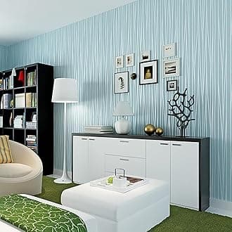 Striped Wallpaper - Modern 3D Embossed Blue Mix Plain Thick Textured Wallpaper for Bedroom, Living Room, Hallway