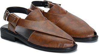Peshawari Sandals for Men | Ethnic Footwear for Men Casual & Festive | Faux Leather Men Sandals | Traditional Ethnic Sandals for Kurta Pajama, Sherwani, Weddings & Daily Use