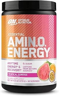 Optimum NutritionAmino Energy | Tropical Sunrise Flavor | 30 Servings | Supports Energy, Focus & Muscle Recovery | Contains BCAAs