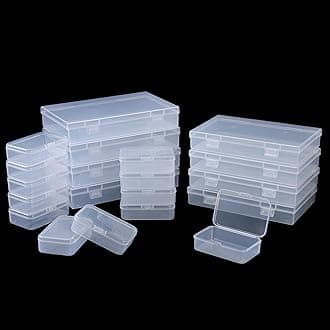 LJY 20 Pack White Transparent Mini Plastic Box with Hinged Lid, Mixed Small Storage Boxes in 3 Sizes for Beads, DIY Craft, Miniature Paint Storage and Hardware Organiser