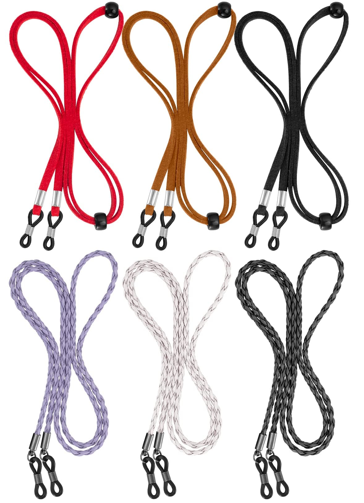 BILIONE Eyeglass Strap, 6Pcs Premium Glasses Holder Chains, Multicolor Eyewear Retainer for Women Men and Kids