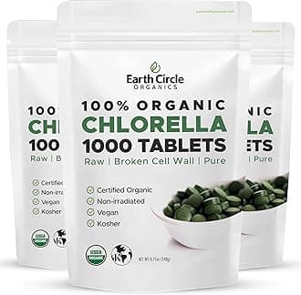 Organic Chlorella Tablets 1000 Count | High Potency Chlorophyll Supplement | Pure Chlorella Pyrenoidosa | Broken Cell Wall for Maximum Absorption | Vegan, Kosher, Non-GMO Superfood - Pack of 3