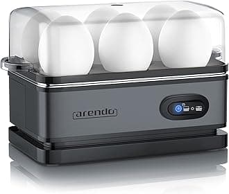 Electric Egg Boiler, Automatic Cooker with Warming Function, 6 Egg Capacity, Indication Light, for Perfect Soft and Hard Eggs,Water Measuring Cup and Egg Piercer, Stainless Steel, Cool grey