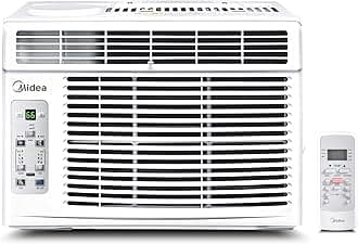 MideaMAW05R1BWT-A 5K Window Air Conditioner, Cools up to 150 Sq. Ft. with Easy-to-Use Reusable Filter, Remote, Perfect AC for Bedroom, Living Room, Home Office, 5,000 BTU, Electronic Control