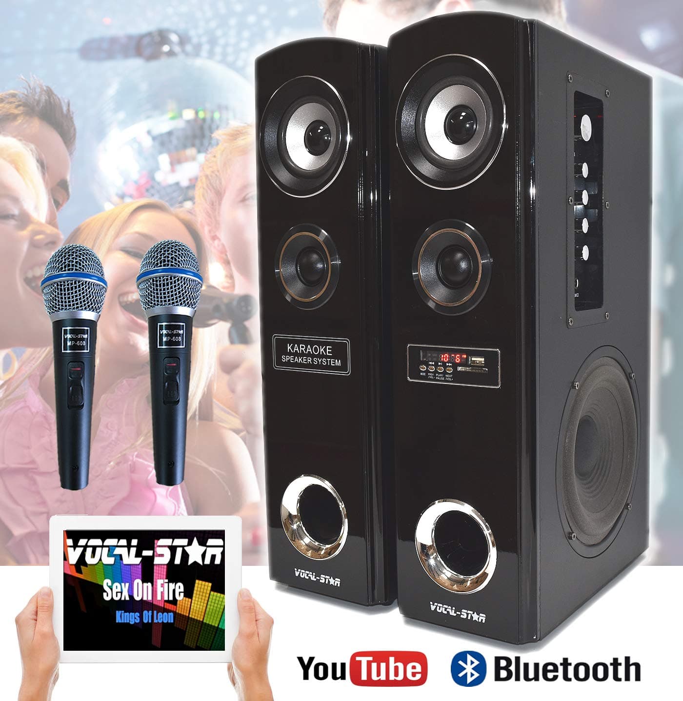 VOCAL-STAR VS-T100 KARAOKE MACHINE SPEAKER SET 100W INCLUDING BLUETOOTH MP3