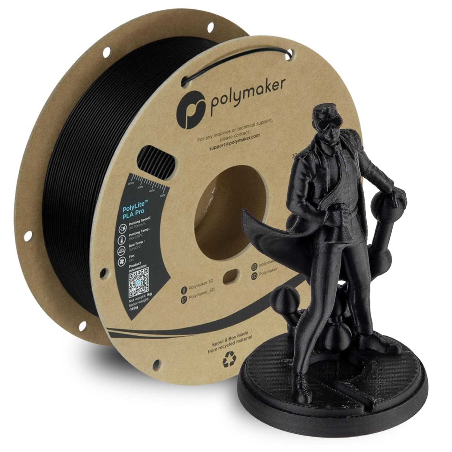 - Polymaker PLA PRO Filament 1.75mm, Tough & High Rigidity Black PLA Filament 1.75mm 1kg Cardboard Spool - PolyLite PLA PRO 3D Printer Filament 1.75mm, Print with Most 3D Printers Using 3D Filament