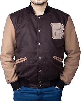 EASTIFIEDEASTIFIED Hotline Miami Varsity Letterman Brown Wool Letter B Patch Flight Bomber Jacket