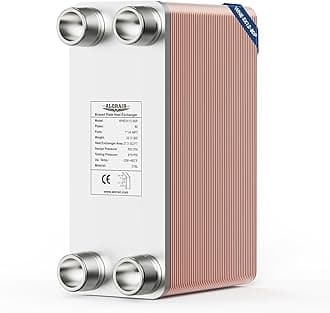 - ALORAIR 5"x12" 80 Plates Heat Exchanger with 1-1/4" MPT Port,316L Stainless Steel Water to Water Brazed Plate Heat Exchanger for Floor Heating, Water Heating, Commercial and Industrial Refrigeration