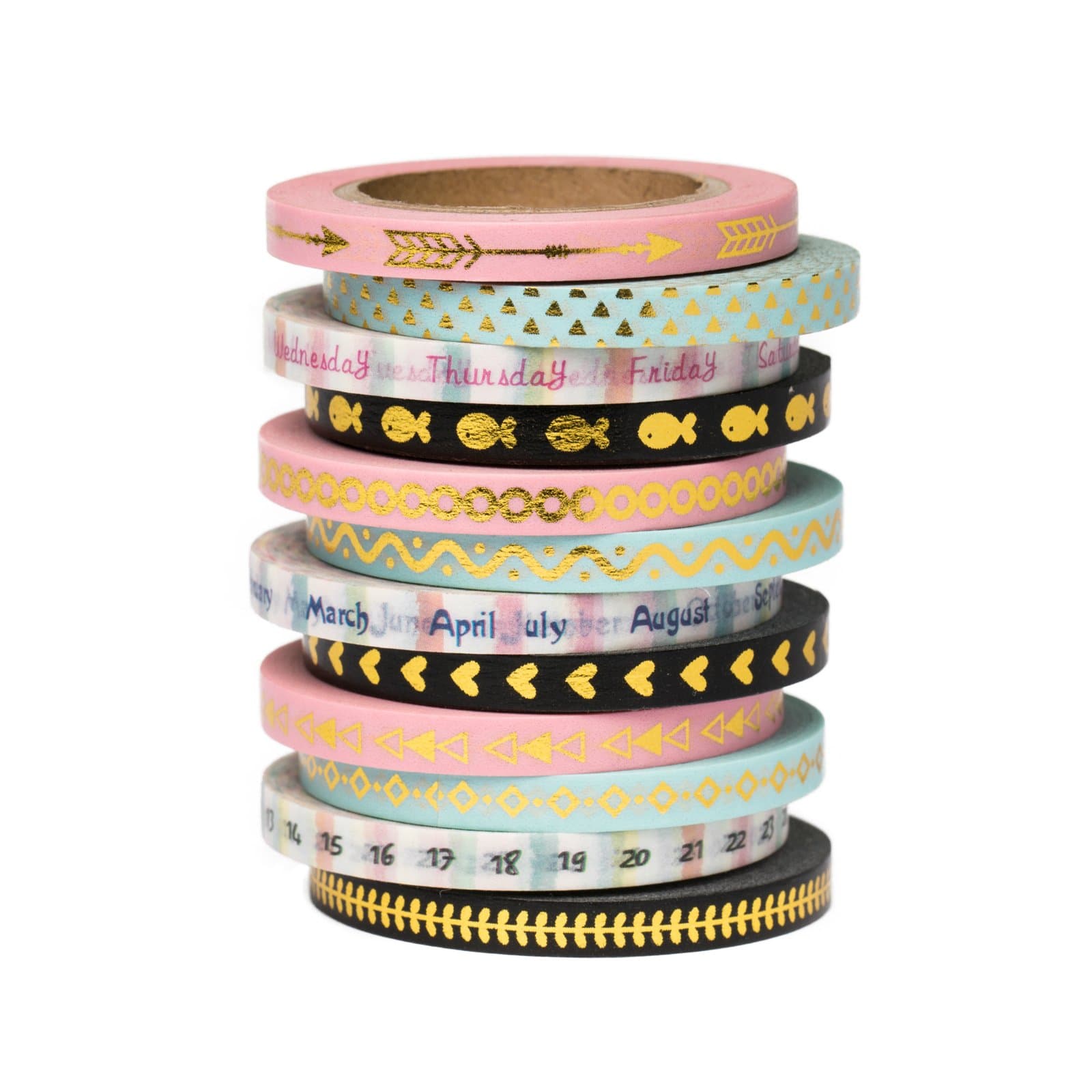 Premium Washi Tape 12 Set Value Pack for DIY, Scrapbook, Planner, Gift Wrapping. Cute, Classic Thin Foil Washi Tape from Love My Tapes. 11/64 Inch Width x 32.8 Foot Length Total 394 Feet
