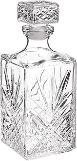 Bormioli 1 Litre Cut Glass Square Glass Decanter Whisky Decanter