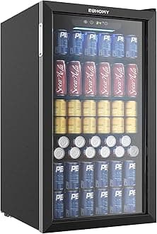 Beverage Refrigerator Cooler, 125 Can Mini Fridge with Glass Door for Soda Beer or Wine, Beverage Cooler for Home, Office, Bar with Adjustable Removable Shelves, Black