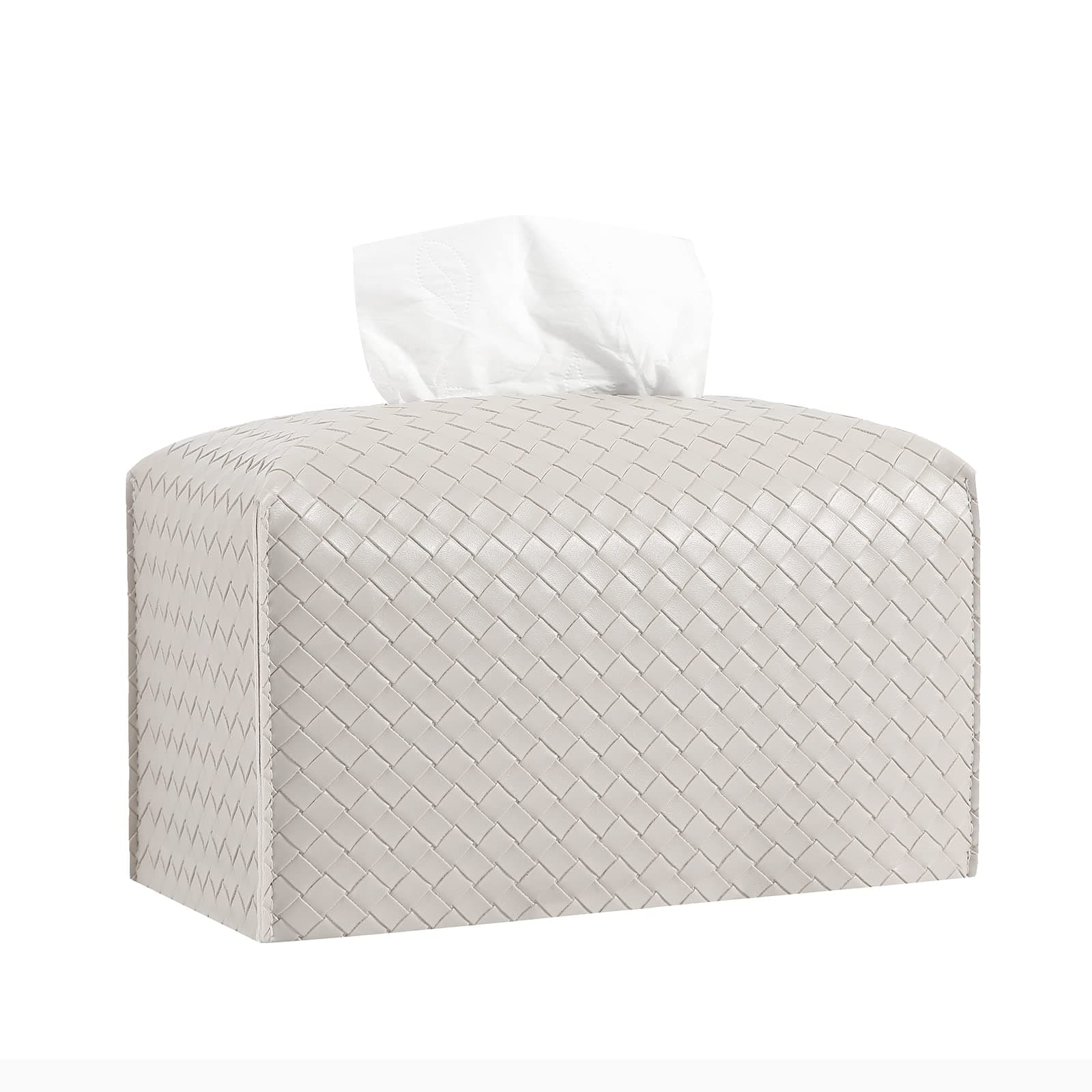 Leather Tissue Box Cover Griege