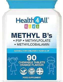 Health4All Kids Methyl B's 90 Chewable Tablets (3 Months Supply), Stress & Mood Support for Children 4+, Methylated B Vitamins B12 Methylcobalamin, 5-Methylfolate & Vitamin B6 P5P, Vegan | Made in UK