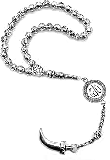 ALBATROSART -Antique Silver Plated Collection- (33 Beads) Worry Beads-Prayer Beads-Tesbih-Tasbih-Tasbeeh-Misbaha-Masbaha-Subha-Sebha-Sibha-Rosary (Allah 33 Beads)