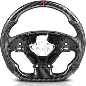 Steering Wheel for Corvette C7 2014-2019 Hydro Dip Carbon Fiber Steering Wheel with D-shaped Flat-bottom Preforated Leather Grip Red Hand-Stitched