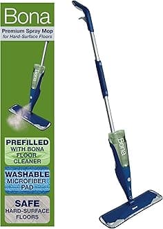 Premium Multi-Surface Floor Spray Mop - Includes Multi-Surface Floor Cleaning Solution 34 fl oz and Machine Washable Microfiber Cleaning Pad - for Stone, Tile, Laminate, and Vinyl Floors