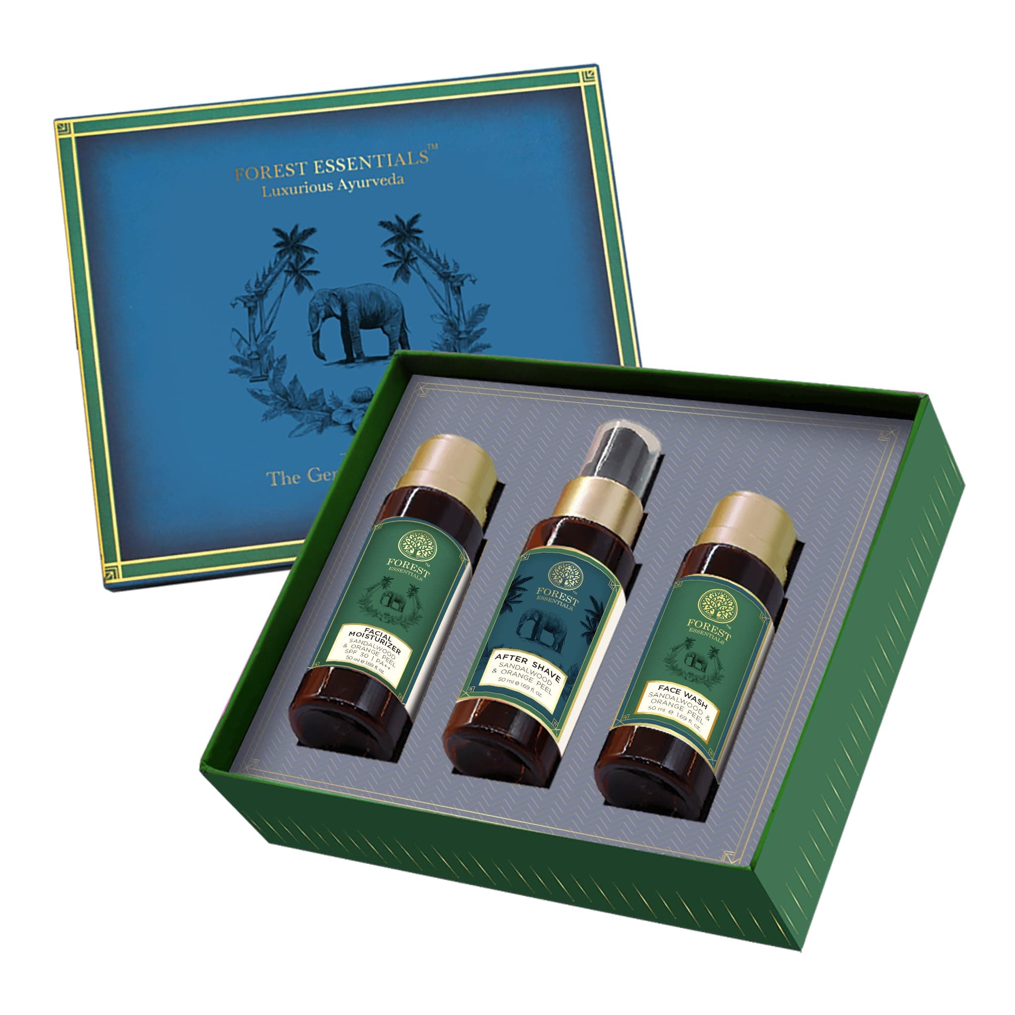 Forest Essentials Essentials for Him Gift Set | Premium Skincare & Grooming Gift Box for Men | Face & Body Care Collection
