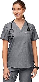 Catarina One-Pocket Scrub Top for Women — Graphite, XL