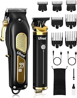 Ufree Professional Hair Clippers, Cordless Hair Clippers for Men Haircut, Electric Hair Trimmer, Rechargeable Beard Trimmer Set, Barber Clippers, Electric Shaver, Gifts for Men