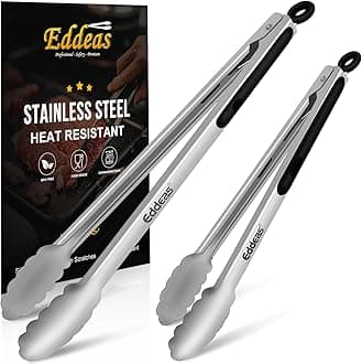 Eddeas Grill Tongs, Bbq tongs - 12" and 17 Inch Extra Long Kitchen Tong, Heat Resistant 600 Degrees Stainless Steel tongs, Metal Locking Tong for Cooking, Grilling, Outdoor Barbecue, Set of 2