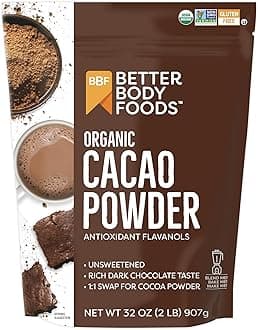 BetterBody Foods Organic Cacao Powder, Rich Chocolate Flavor, Non-GMO, Gluten-Free, 32 Ounce, 2 lb bag
