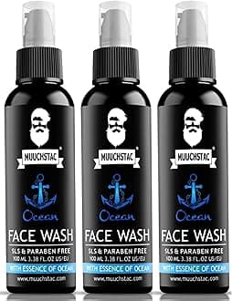 Muuchstac Ocean Face Wash for Men | Fight Acne & Pimples, Brighten Skin, Clears Dirt, Oil Control, Refreshing Feel - Multi-Action Formula (3x100 ml)
