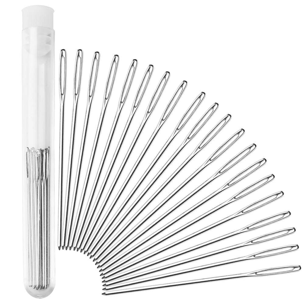 20 Pieces 2 Inch Large-Eye Blunt Needles, Tapestry Darning Embroidery Knitting Needle Yarn Sewing Needles with Clear Bottle