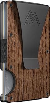 Mountain Voyage Co Minimalist Wallet for Men & Women - Slim RFID Wallet, Scratch Resistant, Credit Card Holder & Money Clip, Easily Removable Money & Cards, (Walnut Wood Carbon)