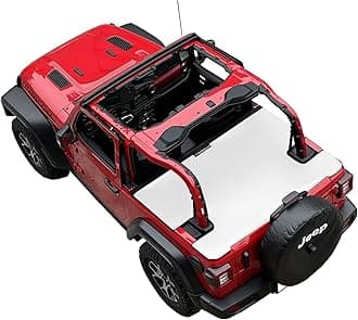 Shadeidea JL Cargo Cover Compatible with Jeep Wrangler JL 2 Door (2018-Current) Rear Trunk Ton Tonneau Vinyl Tailgate Cover Robicon Sahara Sport S (White) - 3 Year Warranty