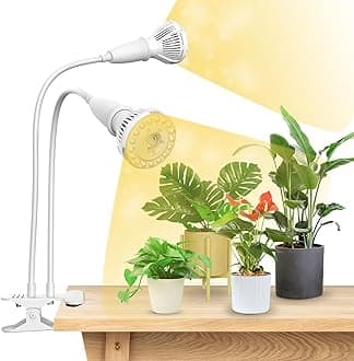SANSI 300W LED Plant Lamp for Indoor Plants, 2 Gooseneck Grow Lamp, Full Spectrum with Optical Lens, High PPFD for Indoor Plant Growth, Lifetime Free Bulb Replacement