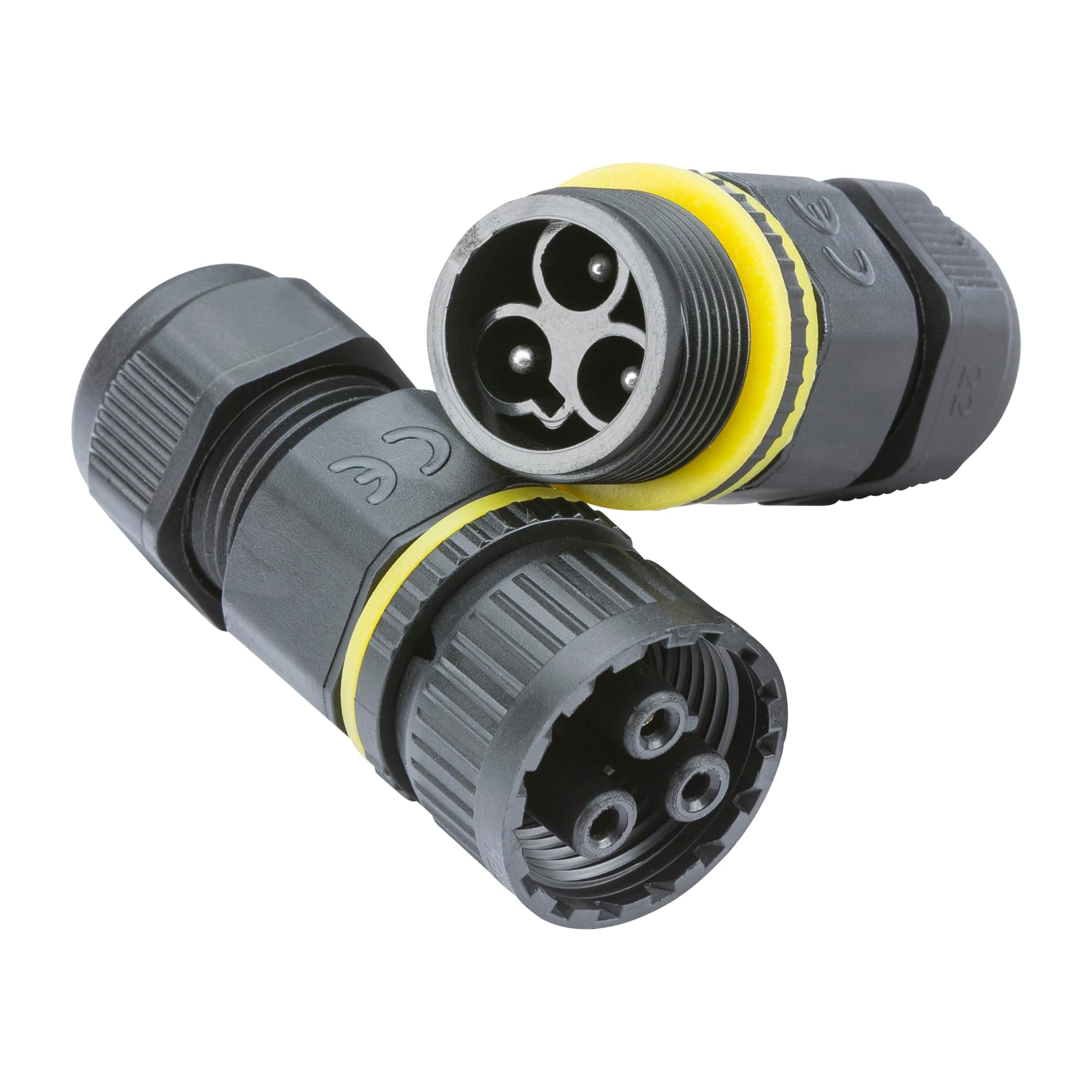 Knightsbridge JB0011 Weatherproof IP68 (@2bar) Plug and Socket Inline Cable Connector, 3-Pole, rated to 16 A,Black