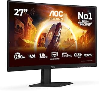 gaming C27G4ZXE - 27 Inch Curved FHD Monitor, 280Hz, 0.3ms, Fast VA, HDR10, Esports base, low Input Lag, FreeSync (1920 x 1080,300 cd/m2, HDMI 2.0 / DP 1.2)