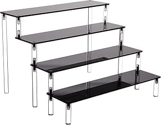 IHOMECOOKER Acrylic Stands for Display,4 Tier Black Cupcakes Perfumes Figurines Display Stand Risers Shelf for Decoration and Organizer