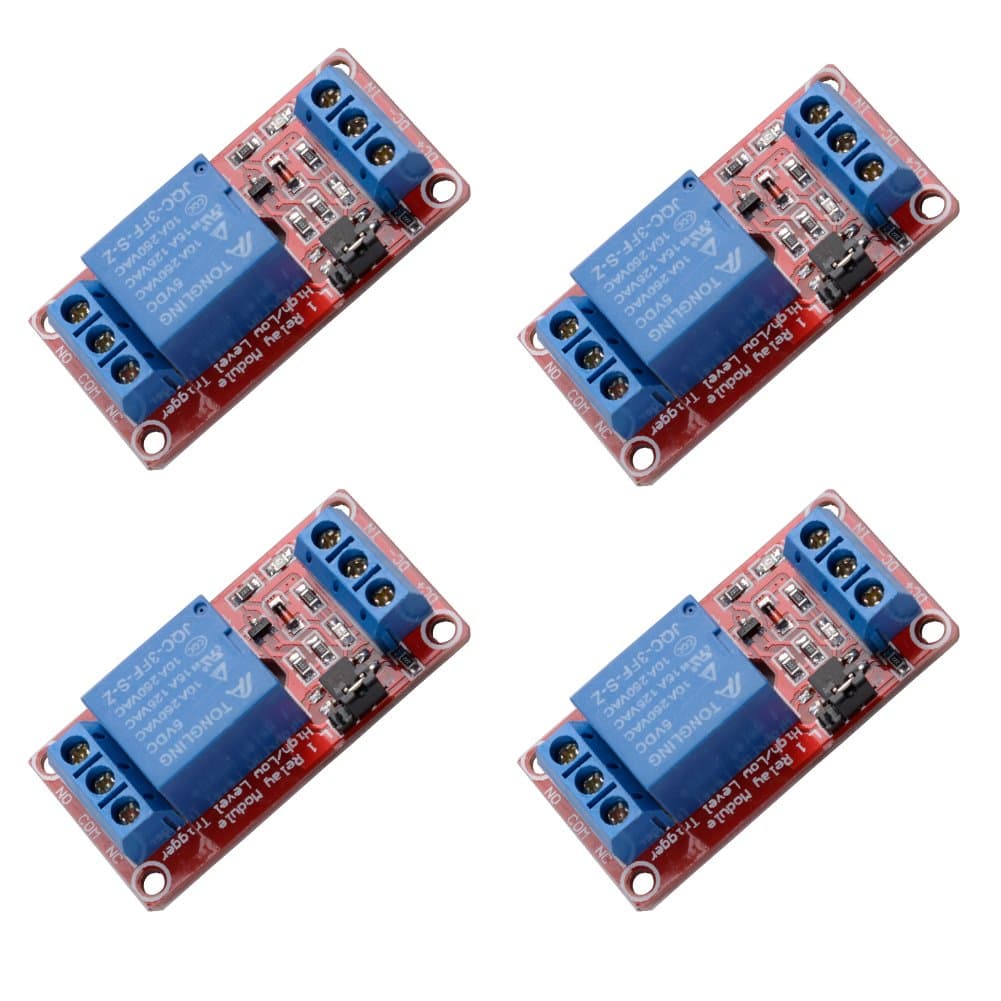 4 pcs DC 5V 1 Channel Relay Module Board Shield High/low Level Trigger with Optocoupler for Arduino